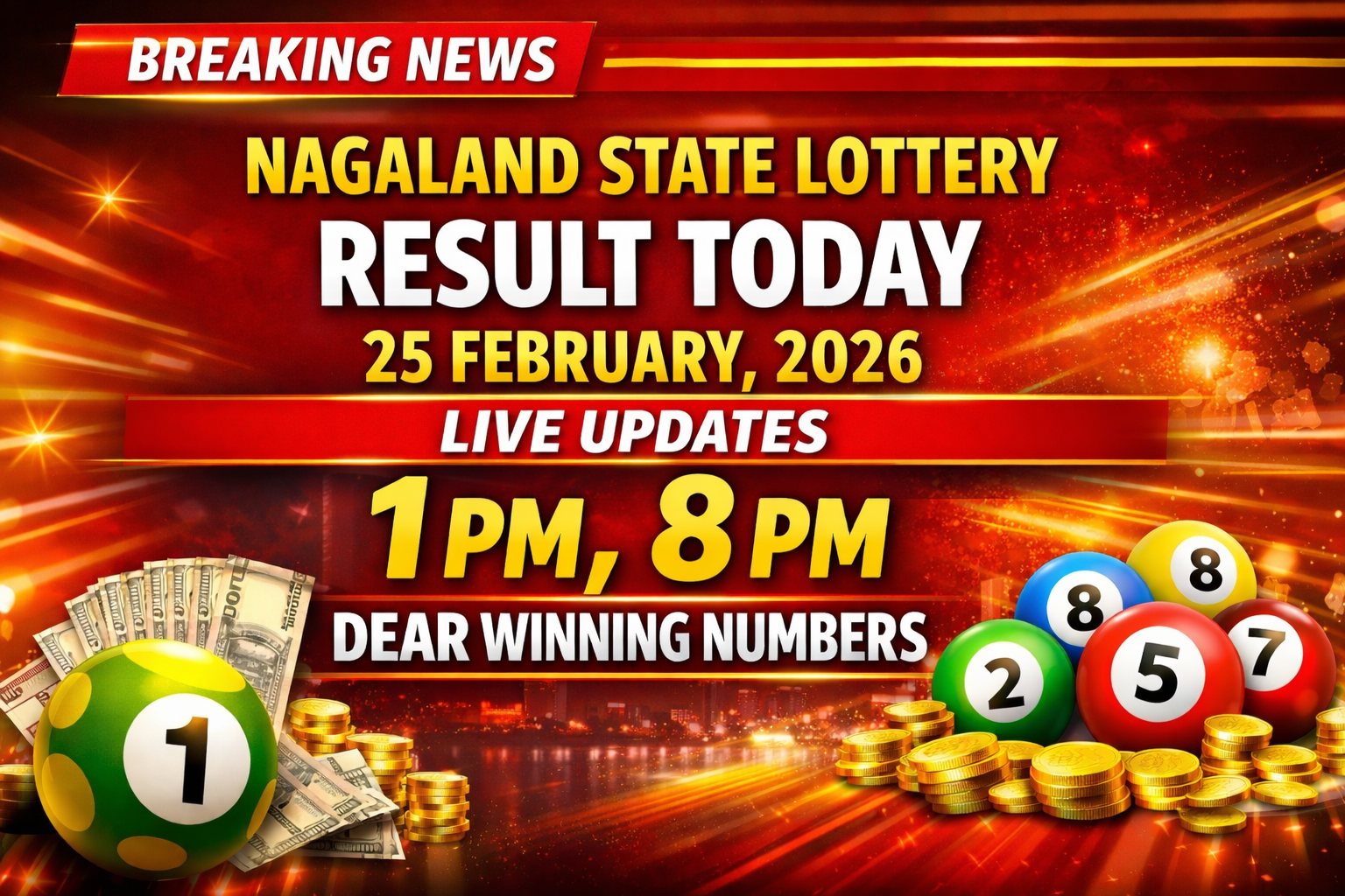 Nagaland State Lottery Results Today 25 February, 2026 Live Updates: Dear 1 PM, 8 PM Winning Numbers  