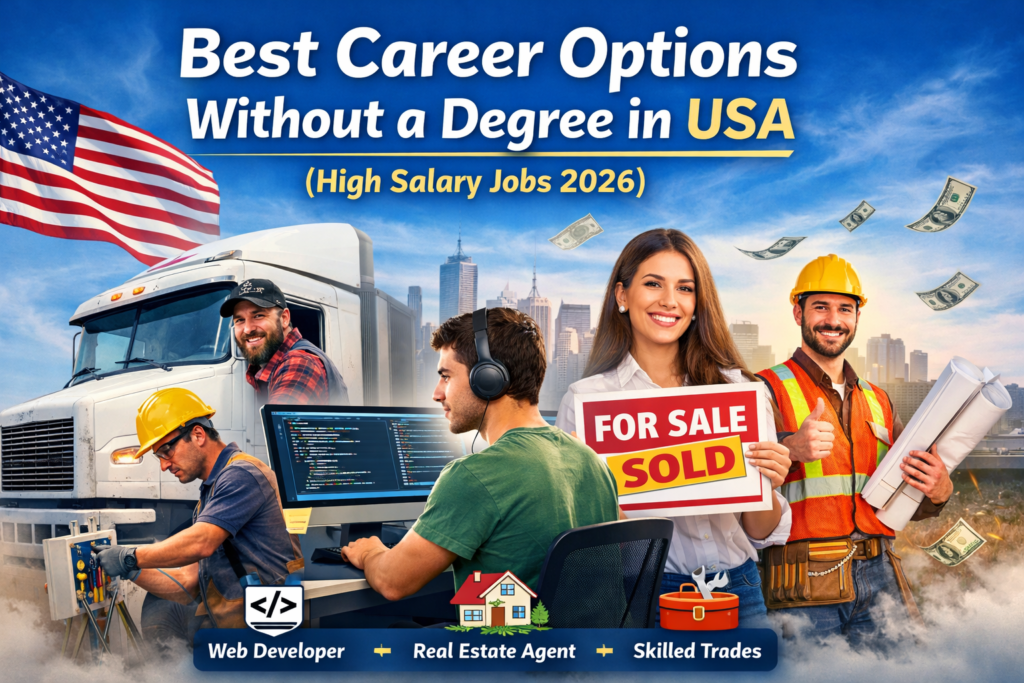 Best Career Options without a Degree in USA (High Salary Jobs 2026)